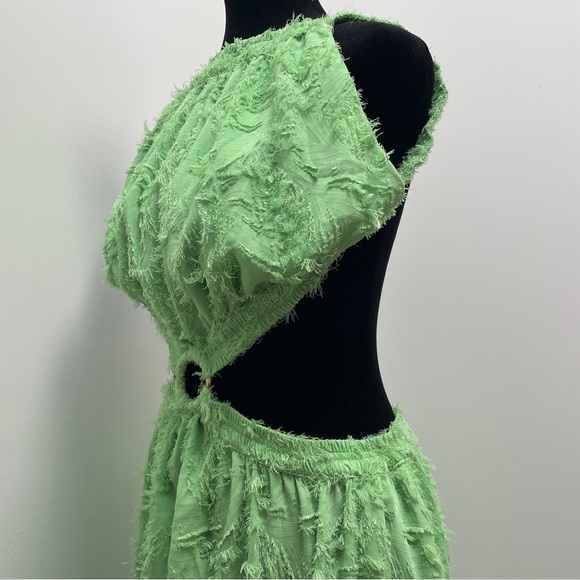 Cult Gaia- Theia Cutout Backless Maxi Dress Green Textured Size Large Vacation - Picture 10 of 16